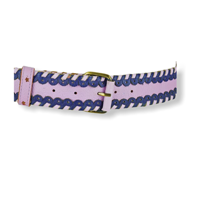 Cinturon weave Belt (Pink/royal Blue)