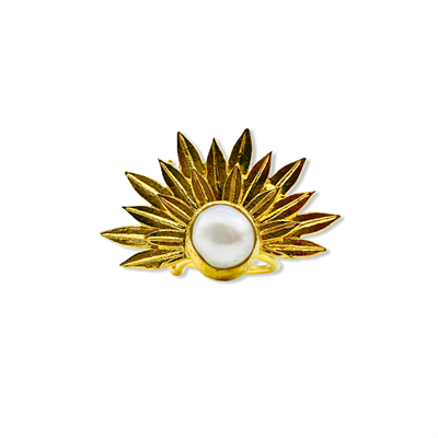 Pearl Golden Leaf Ring