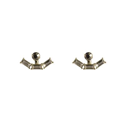 Hortense Stone Front And Back Earrings (Gold)