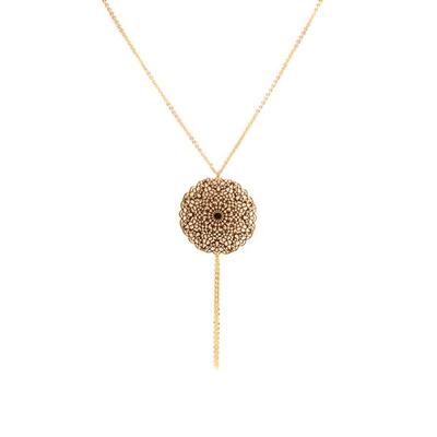 Inanna Gold Plated Filigree Disk Necklace (Gold)