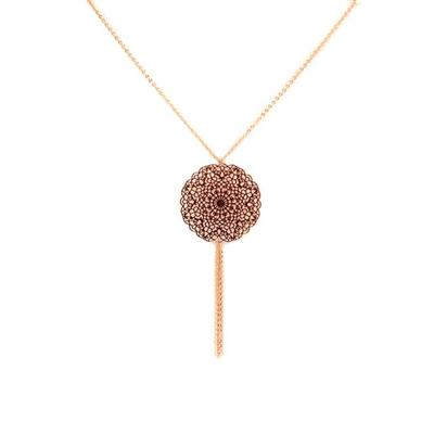 Inanna Gold Plated Filigree Disk Necklace (Rose Gold)