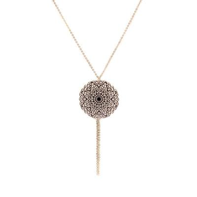 Inanna Gold Plated Filigree Disk Necklace (Silver)