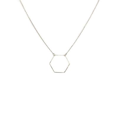 Evi Delicate Hexagon Necklace (Silver)