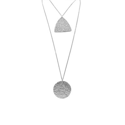 Carmen Textured Two Row Necklace (Silver)