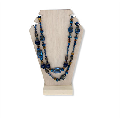 Beaded Crystal Necklace (Blue)