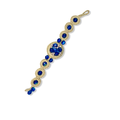 Macrame Bracelet with Blue and Silver Beads