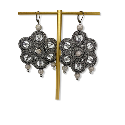 Macrame Earrings (Gunmetal Silver)