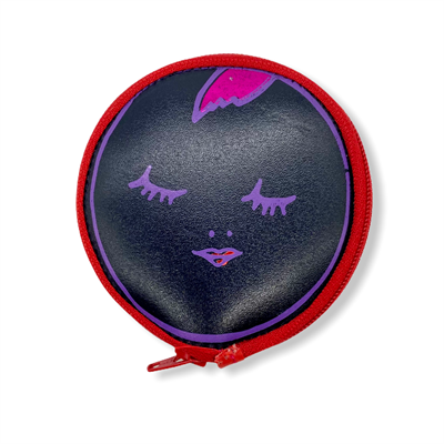 Round Face Coin Purse Black/Pink