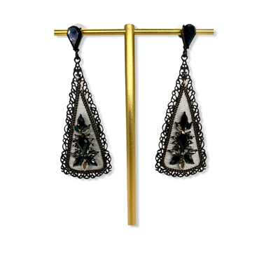 Nickel Free Earrings (black/grey/triangle)