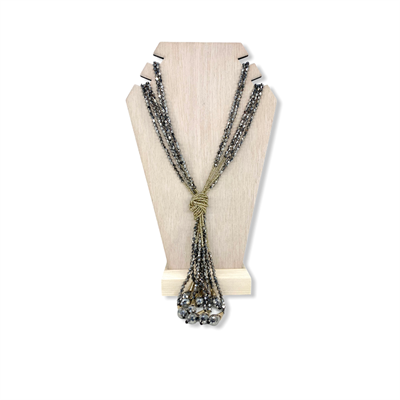 Beaded Necklace (metallic silver)