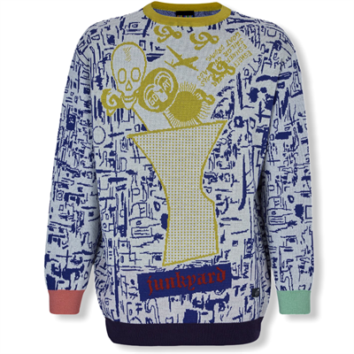 Junkyard Sweater (white/royal/multi)