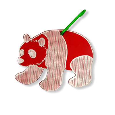 Panda Bag Tag Red