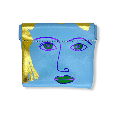 Square Face Coin Purse Blue