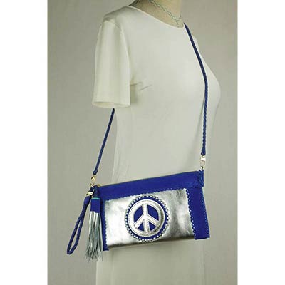 World Family Ibiza Peace Clutch   (royal blue/ silver)