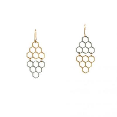 Grace Mini Hexagon Earrings (Two Tone)