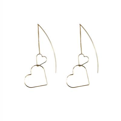 Mara Double Heart Pull Through Earrings (Gold)