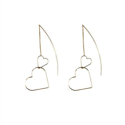 Mara Double Heart Pull Through Earrings (Gold)