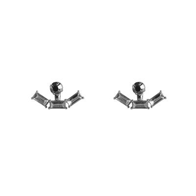 Hortense Stone Front And Back Earrings (Silver)