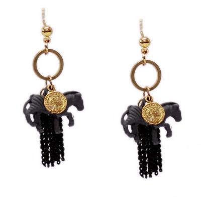 Horse Chain Earrings (Grey/Black)