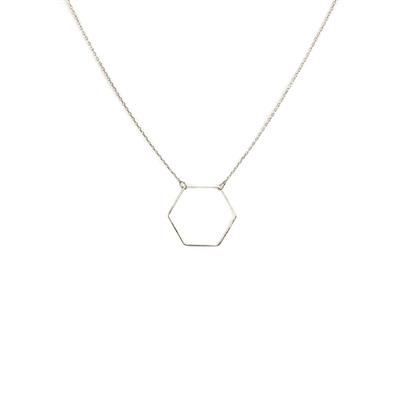 Evi Delicate Hexagon Necklace (Silver)