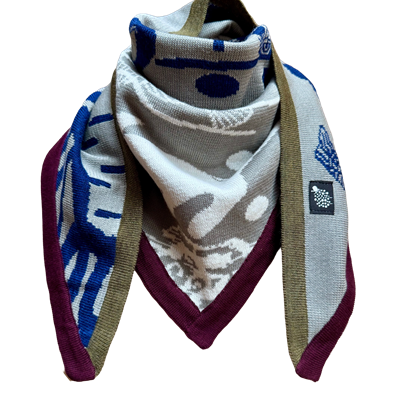 Academic Cat Bandana Scarf - Grey/Blue