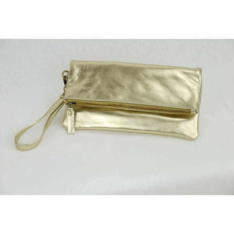 metallic gold clutch bag